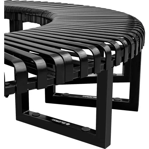 Global Industrial™ Outdoor Curved Bench, Steel Slat, Half Circle, Black