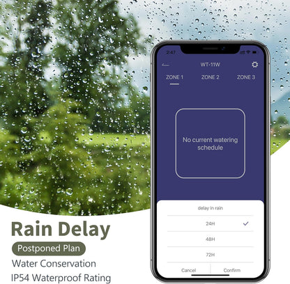 Diivoo - WiFi Sprinkler Timer 3-Zone, Smart Water Hose Timer with Alexa/Google Assistant, Remote Control, Rain Delay