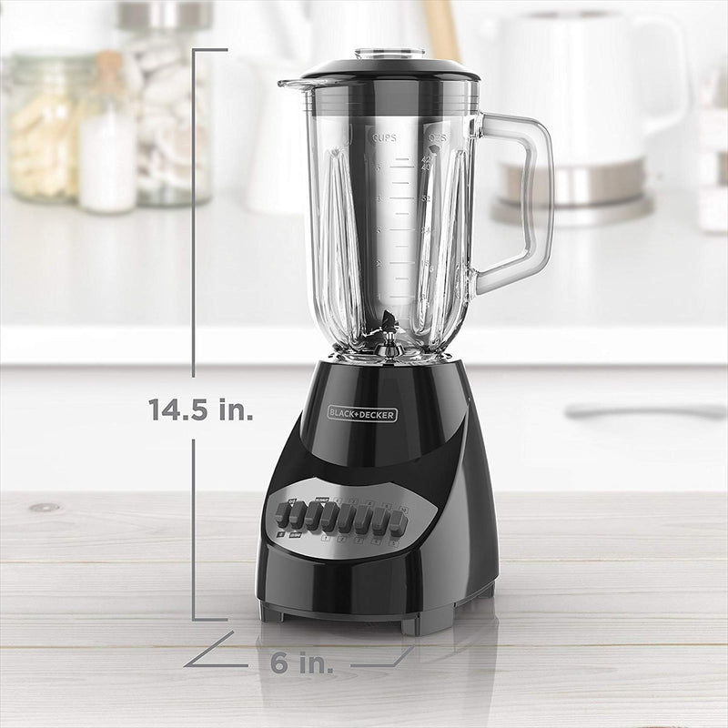 BLACK+DECKER Countertop Blender with 5-Cup Glass Jar, 10-Speed Settings, Black, BL2010BG