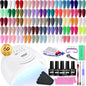 60 PCS Gel Nail Polish Kit with UV Light Base and Matte Glossy Top Coat Nail Gel Polish Soak off Manicure Accessory Tools Suitable for All Seasons