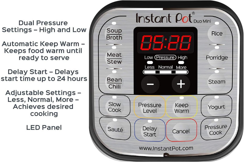 Instant Pot Duo 7-in-1 Electric Pressure Cooker, Slow Cooker, Rice Cooker, Steamer, Saute, Yogurt Maker, Warmer & Sterilizer, Includes Free App with over 1900 Recipes, Stainless Steel, 3 Quart