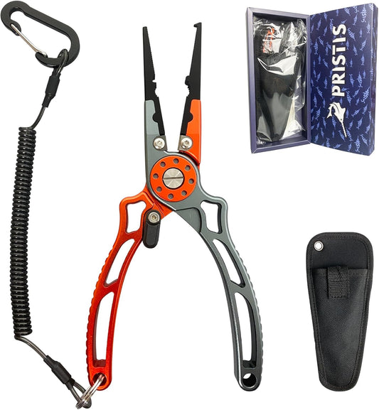 UTA II Fishing Pliers, Multi-Function Gear for Experts, Saltwater Resistant Teflon Coated Hook Remover, Stainless Steel Top & Aluminum Body Split Ring Fly Fishing Equipment, Bass Fishing Gift