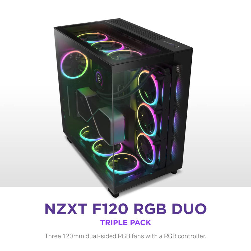 F120RGB Duo - 120mm Dual-Sided RGB Fan - Triple Pack (Black) w/RGB Controller