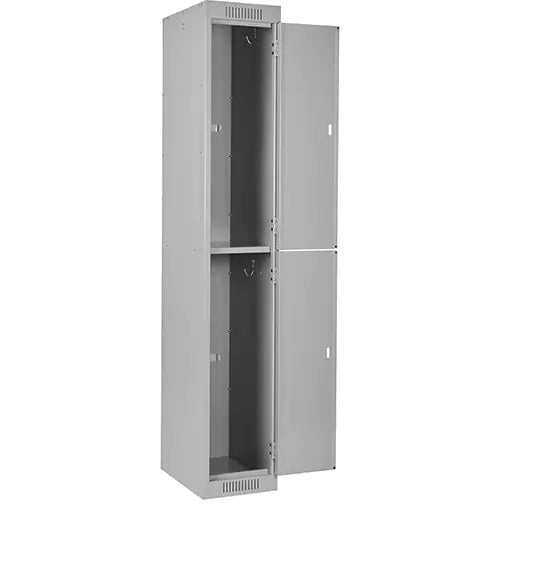 Clean Line™ Lockers, 2 -tier, Bank of 3, 36" x 18" x 72", Steel, Grey, Rivet (Assembled)