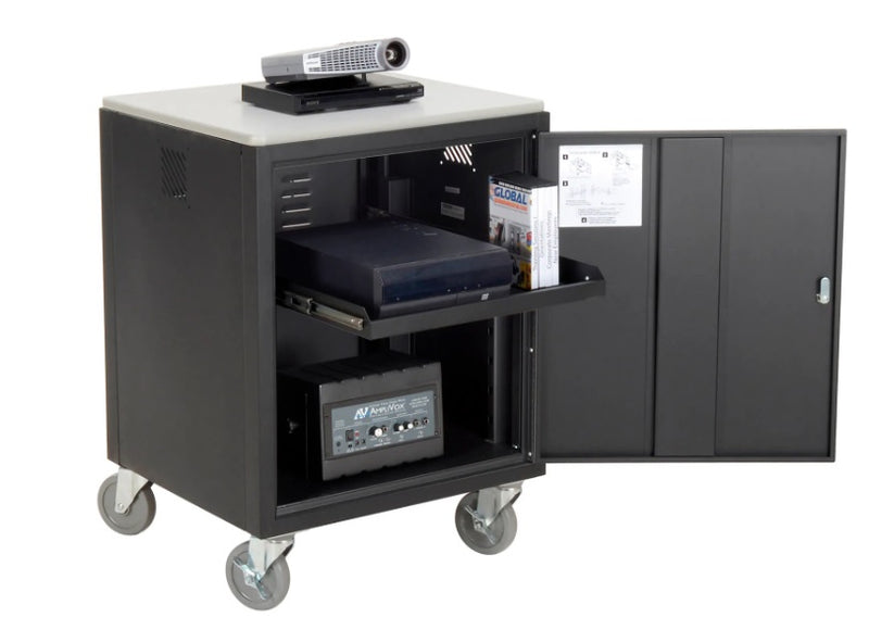 Global Industrial™ Audio Visual Cart w/ Lockable Cabinet, 500 Lb. Capacity, Black