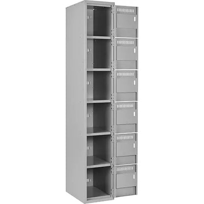 Clean Line™ Lockerettes, 6 -tier, 12" x 18" x 72", Steel, Grey, Rivet (Assembled)