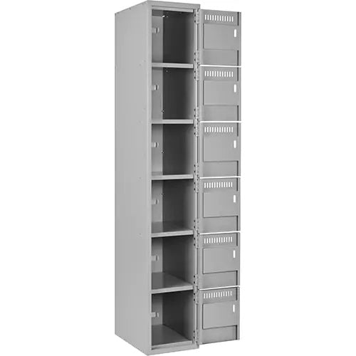 Clean Line™ Lockerettes, 6 -tier, 12" x 18" x 72", Steel, Grey, Rivet (Assembled)