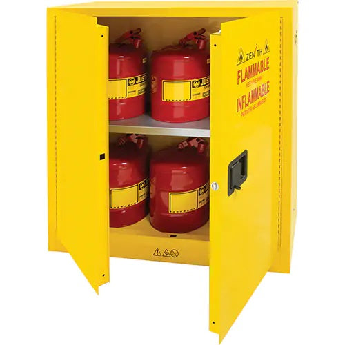 Flammable Storage Cabinet, 30 gal., 2 Door, 43" W x 44" H x 18" D