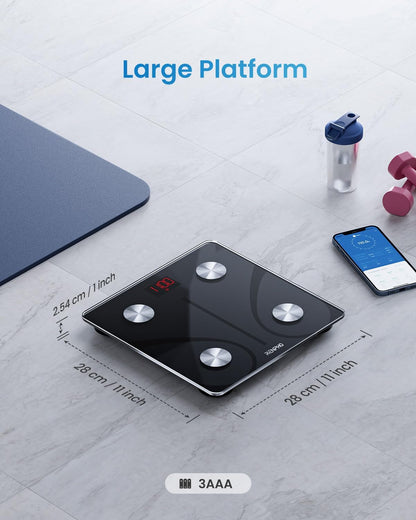 RENPHO Body Fat Scale, Smart Scale for Body Weight, BMI Digital Bathroom Weight Scale, Body Measurements with Smartphone App sync with Bluetooth, 400 lbs - Black, Elis 1 - PuriLite