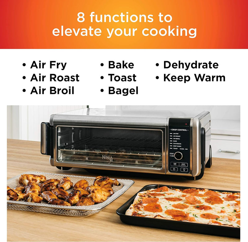 Ninja Foodi 8-in-1 Digital Air Fry Oven, Large Toaster Oven, Flip-Away For Storage, Dehydrate, Keep Warm, 1800 Watts, Stainless (SP101C) – Canadian Version