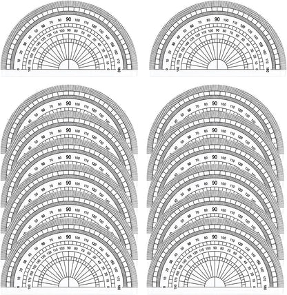 Math Protractors, 24 Pack 180 Degrees Protractor for Geometry, Clear Plastic Protractor for School, Office, Home, Teacher, Students (4 Inch)