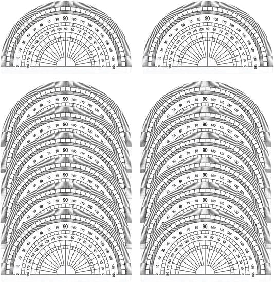 Math Protractors, 24 Pack 180 Degrees Protractor for Geometry, Clear Plastic Protractor for School, Office, Home, Teacher, Students (4 Inch)
