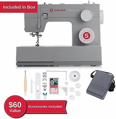 SINGER Heavy Duty 4432 High Speed Sewing Machine with Accessory Kit | Strong Motor With Enhanced Piercing Power, 110 Stitch Applications, Full Metal frame, 1-step Buttonhole & LED Light