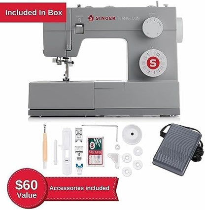 SINGER Heavy Duty 4432 High Speed Sewing Machine with Accessory Kit | Strong Motor With Enhanced Piercing Power, 110 Stitch Applications, Full Metal frame, 1-step Buttonhole & LED Light
