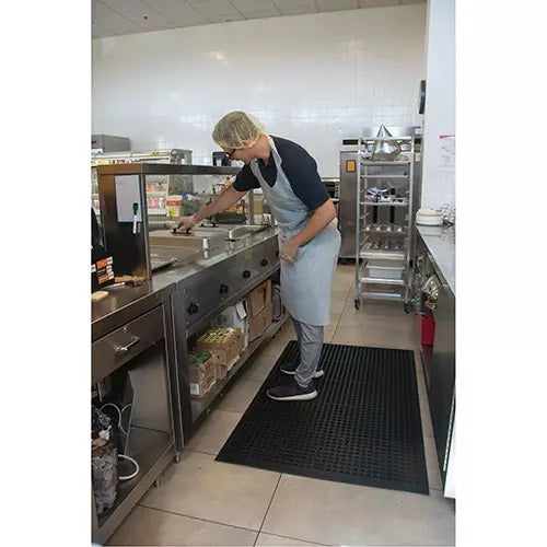 Anti-Fatigue Matting, Slotted, 3' x 5' x 7/8", Black, Natural Rubber