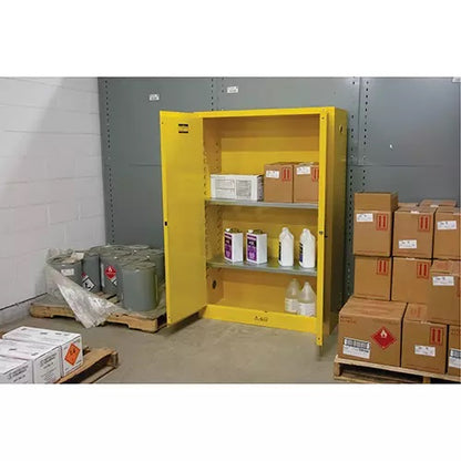 Flammable Storage Cabinet, 45 gal., 2 Door, 43" W x 65" H x 18" D