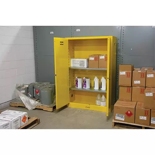 Flammable Storage Cabinet, 45 gal., 2 Door, 43" W x 65" H x 18" D