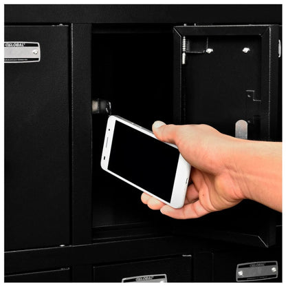 Global Industrial™ 3-Tier 12 Door Locker w/ Key Lock, 28-1/2"Wx11-1/4"Dx38"H, Black, Assembled