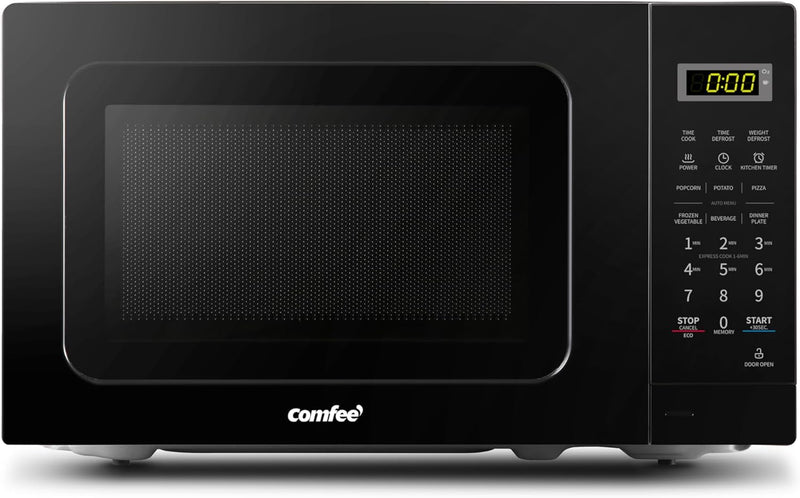 COMFEE' CM-M201K(BK) Countertop Microwave Oven with Express Cook, 6 Preset Menus and Kitchen Timer, 20L, 700W, Black