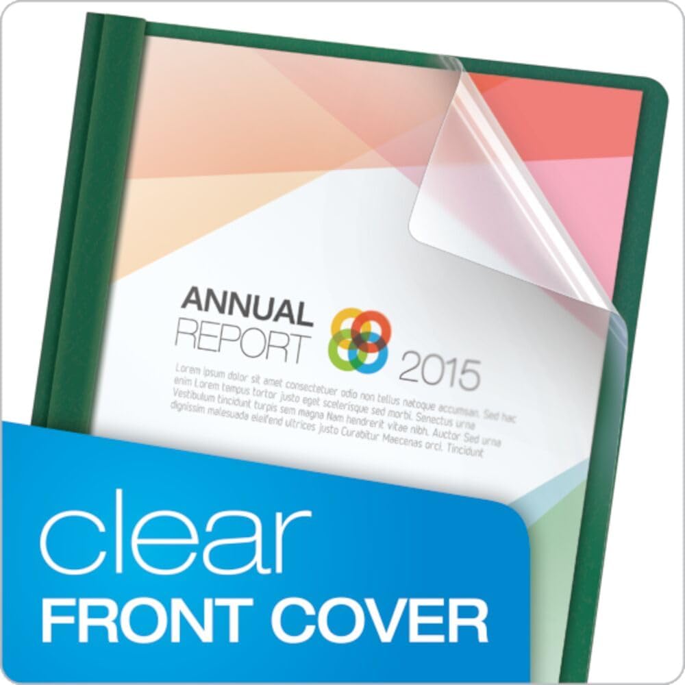 Oxford Duotang Clear Front Report Cover, Letter Size, Hunter Green, 100-Sheet Capacity, 25-Pack