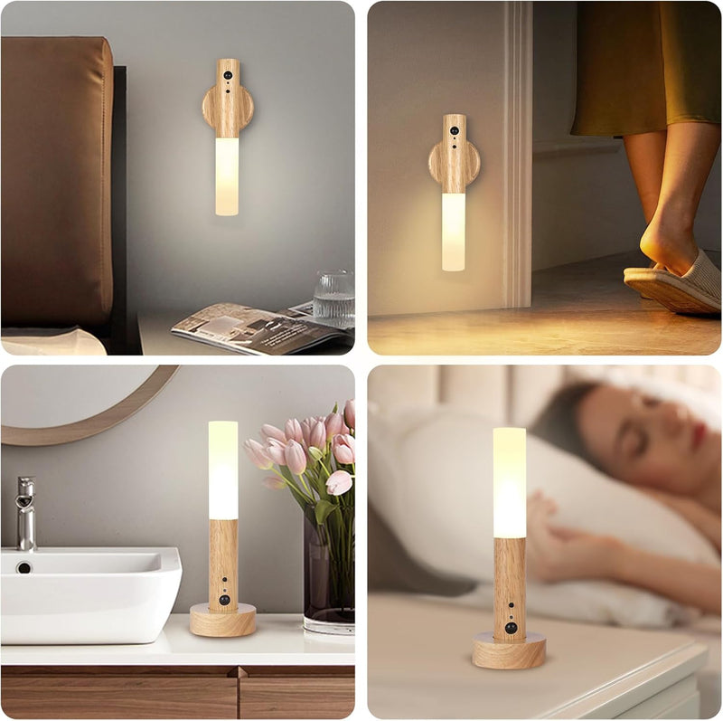 Motion Sensor Night Light, 2PCS Wall Sconce Motion Sensor Wall Lights with 3 Lighting Modes Dimmable Brightness Light for Home Smart Motion Battery Stick Night Lights