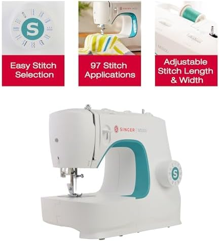 SINGER M3300 Lightweight & Portable Sewing Machine With 97 Stitch Applications, LED Light & 1-step Buttonhole | Used for Mending and Sewing