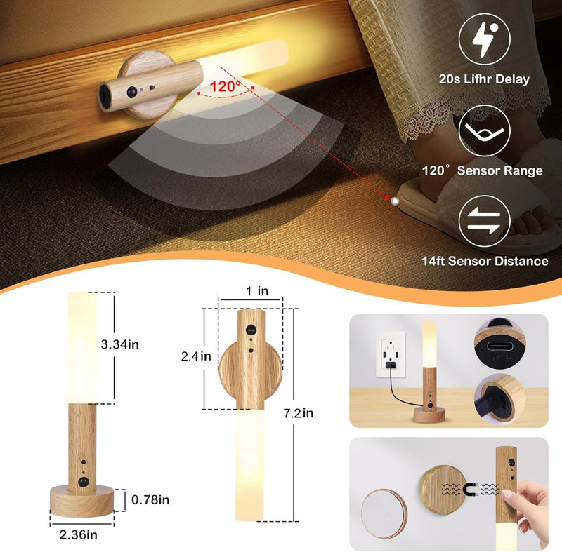 Motion Sensor Night Light, 2PCS Wall Sconce Motion Sensor Wall Lights with 3 Lighting Modes Dimmable Brightness Light for Home Smart Motion Battery Stick Night Lights