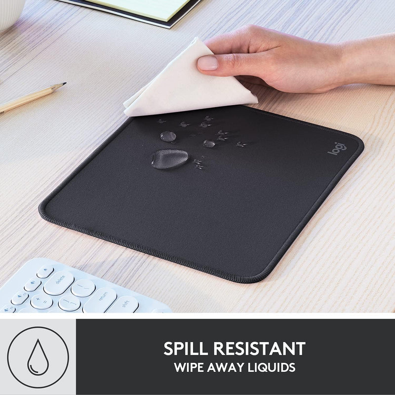 Logitech Mouse Pad - Studio Series, Computer Mouse Mat with Anti-slip Rubber Base, Easy Gliding, Spill-Resistant Surface, Durable Materials, Portable, in a Fresh Modern Design, Graphite