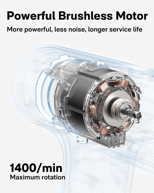 HOTO Brushless Drill, 12V Cordless Power Drill with LED Display, 30 Gears 2 Working Modes, 3/8 Inch Keyless Chuck, 266 in-lbs (30N·m) Torque, 2000mAh Battery, 10 Bits & 8 Drill Bits