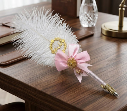 Large Luxury Handmade Nikah Signing Pen | Peacock Feather Wedding Keepsake Bridal Gift