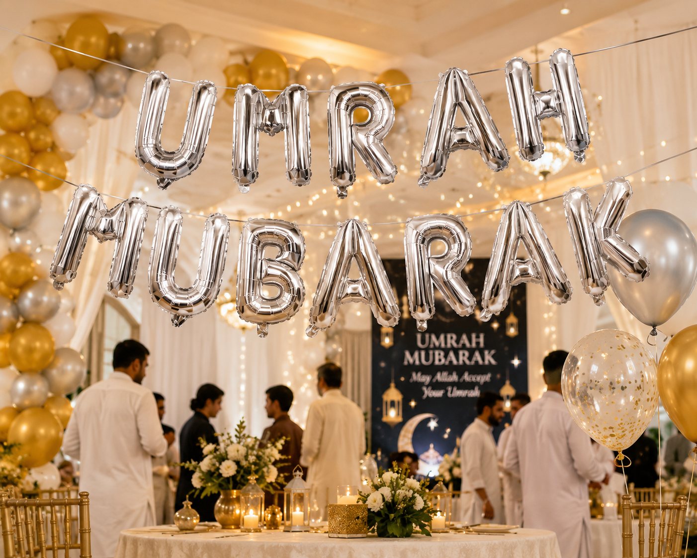 Premium Quality Foil Balloons | Qabool Hai, Dholki & Umrah Mubarak | Party Decorations