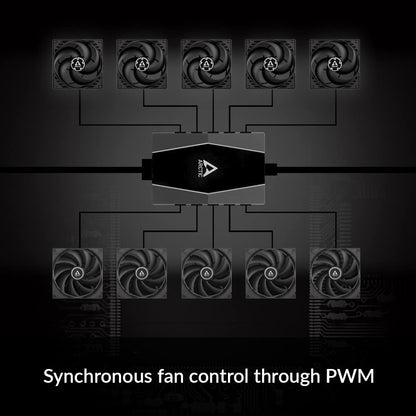 ARCTIC Case Fan Hub - 10-fold PWM Fan Distributor with SATA Power - Black