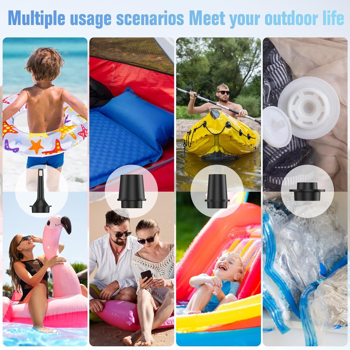 Mini Air Pump for Inflatables Portable, Electric Type-C Rechargeable Quickly Inflate Deflate for Pool Floats Air Mattress Swimming Ring Vacuum Storage Bags - PuriLite