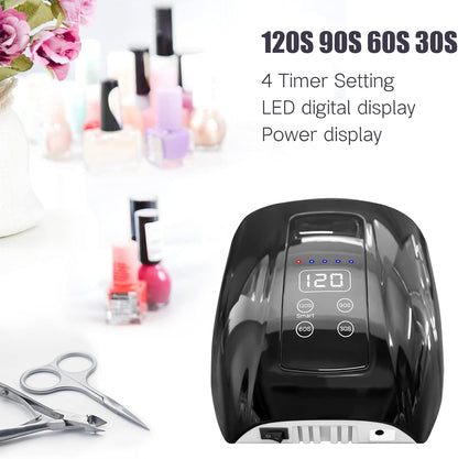 Cordless UV LED Nail Lamp, 90W Gel Nail Lamp Rechargeable Professional Nail Dryer UV Lights for Nails with Auto-Sensor 4 Timer (Black)