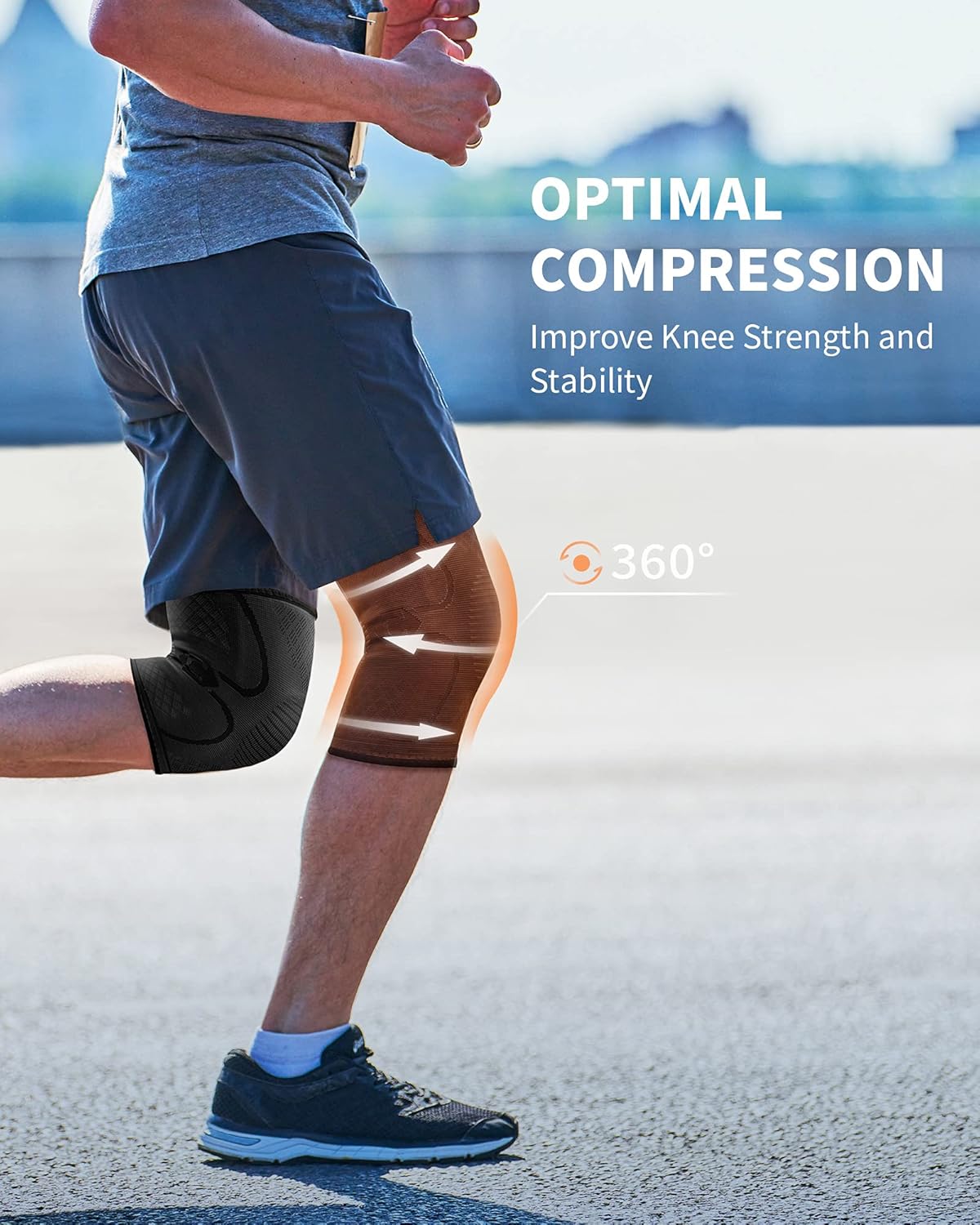 CAMBIVO Knee Brace Support(2 Pack), Knee Compression Sleeve for Running, Hiking, Basketball, Arthritis, Meniscus Tear, Knee Pain Relief and Injury Recovery
