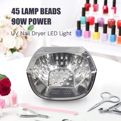 Cordless UV LED Nail Lamp, 90W Gel Nail Lamp Rechargeable Professional Nail Dryer UV Lights for Nails with Auto-Sensor 4 Timer (Black)