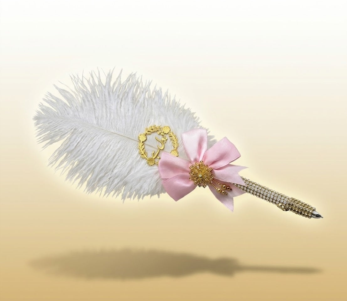 Large Luxury Handmade Nikah Signing Pen | Peacock Feather Wedding Keepsake Bridal Gift