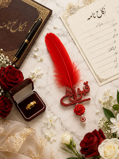 Elegant Nikah Feather Pen – Wedding Signing Pen, Islamic Wedding Accessory, Bridal Gift, Groom Gift & Keepsake