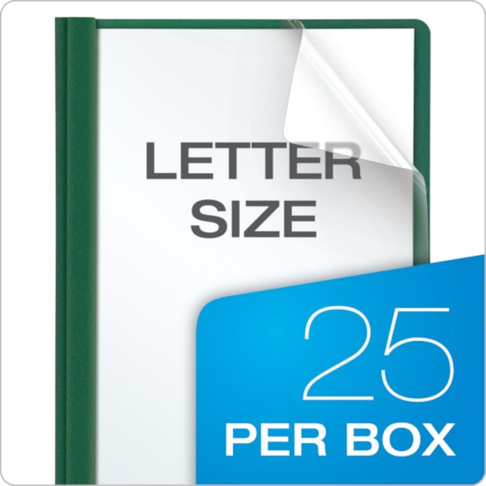 Oxford Duotang Clear Front Report Cover, Letter Size, Hunter Green, 100-Sheet Capacity, 25-Pack