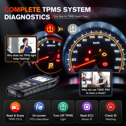 Autel MaxiTPMS TS501 PRO, 2025 TPMS Programming Tool Same as TS508, Up of TS501 TS408S, Relearn Activate 99% TPMS Sensors, Program Autel MX-Sensor 315/433MHz, TPMS Reset & Diagnostics, Lifetime Update