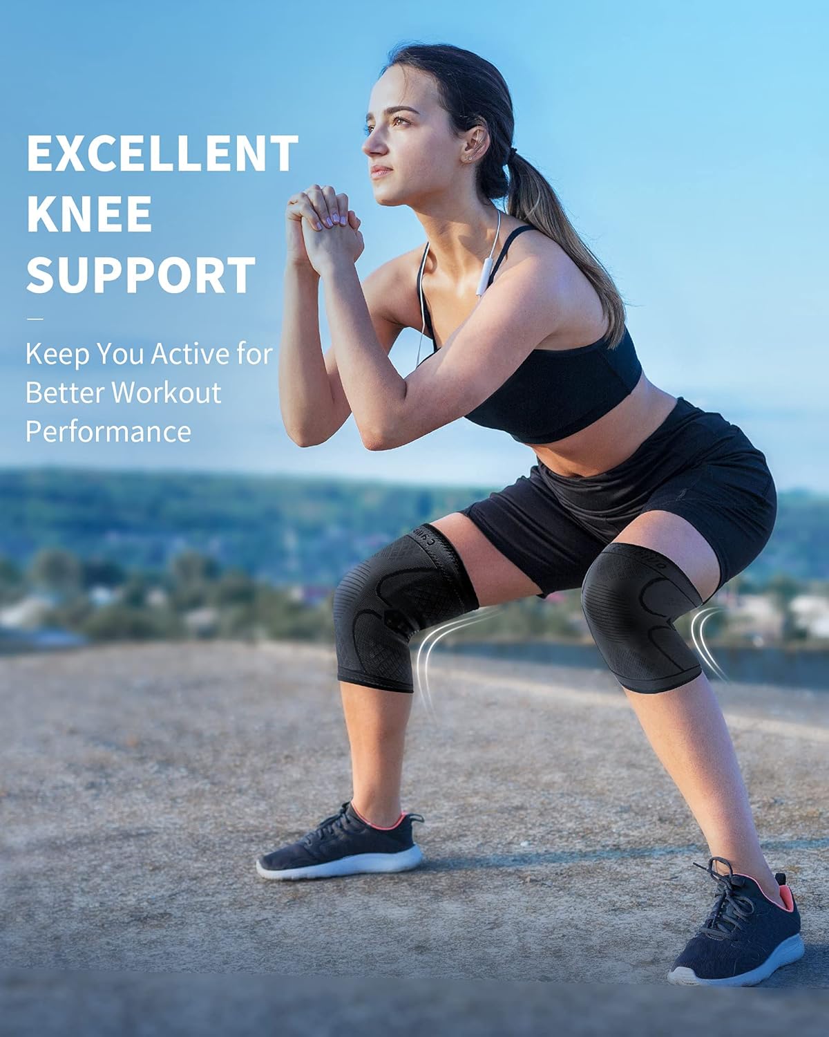 CAMBIVO Knee Brace Support(2 Pack), Knee Compression Sleeve for Running, Hiking, Basketball, Arthritis, Meniscus Tear, Knee Pain Relief and Injury Recovery