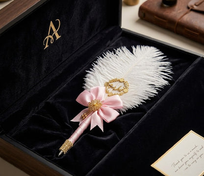 Large Luxury Handmade Nikah Signing Pen | Peacock Feather Wedding Keepsake Bridal Gift
