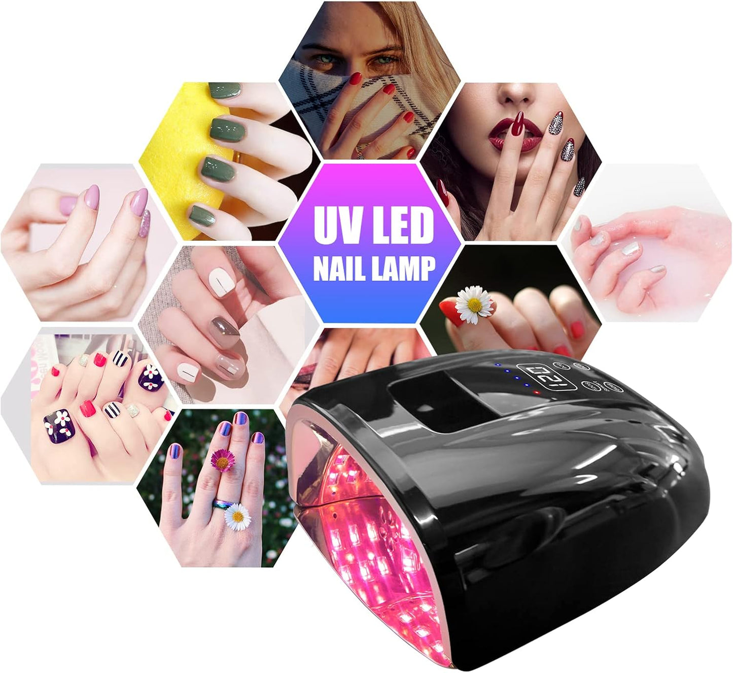 Cordless UV LED Nail Lamp, 90W Gel Nail Lamp Rechargeable Professional Nail Dryer UV Lights for Nails with Auto-Sensor 4 Timer (Black)