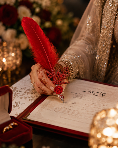 Elegant Nikah Feather Pen – Wedding Signing Pen, Islamic Wedding Accessory, Bridal Gift, Groom Gift & Keepsake