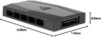 ARCTIC Case Fan Hub - 10-fold PWM Fan Distributor with SATA Power - Black