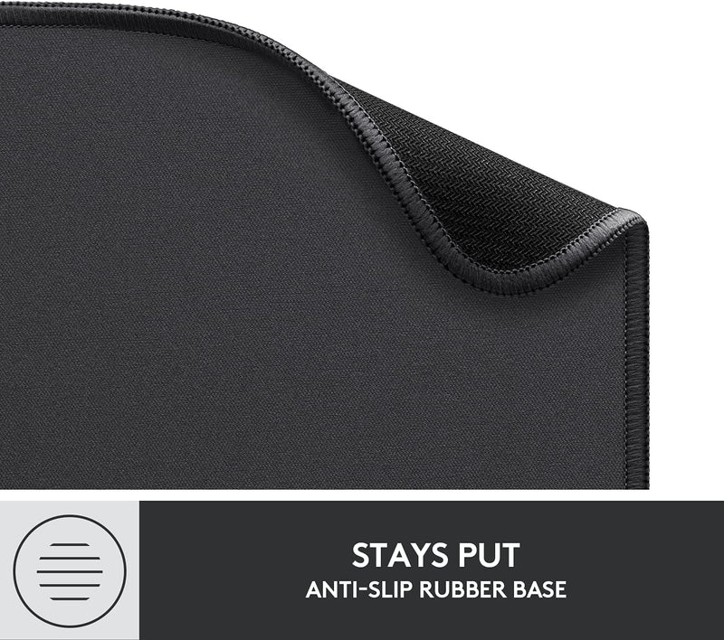 Logitech Mouse Pad - Studio Series, Computer Mouse Mat with Anti-slip Rubber Base, Easy Gliding, Spill-Resistant Surface, Durable Materials, Portable, in a Fresh Modern Design, Graphite