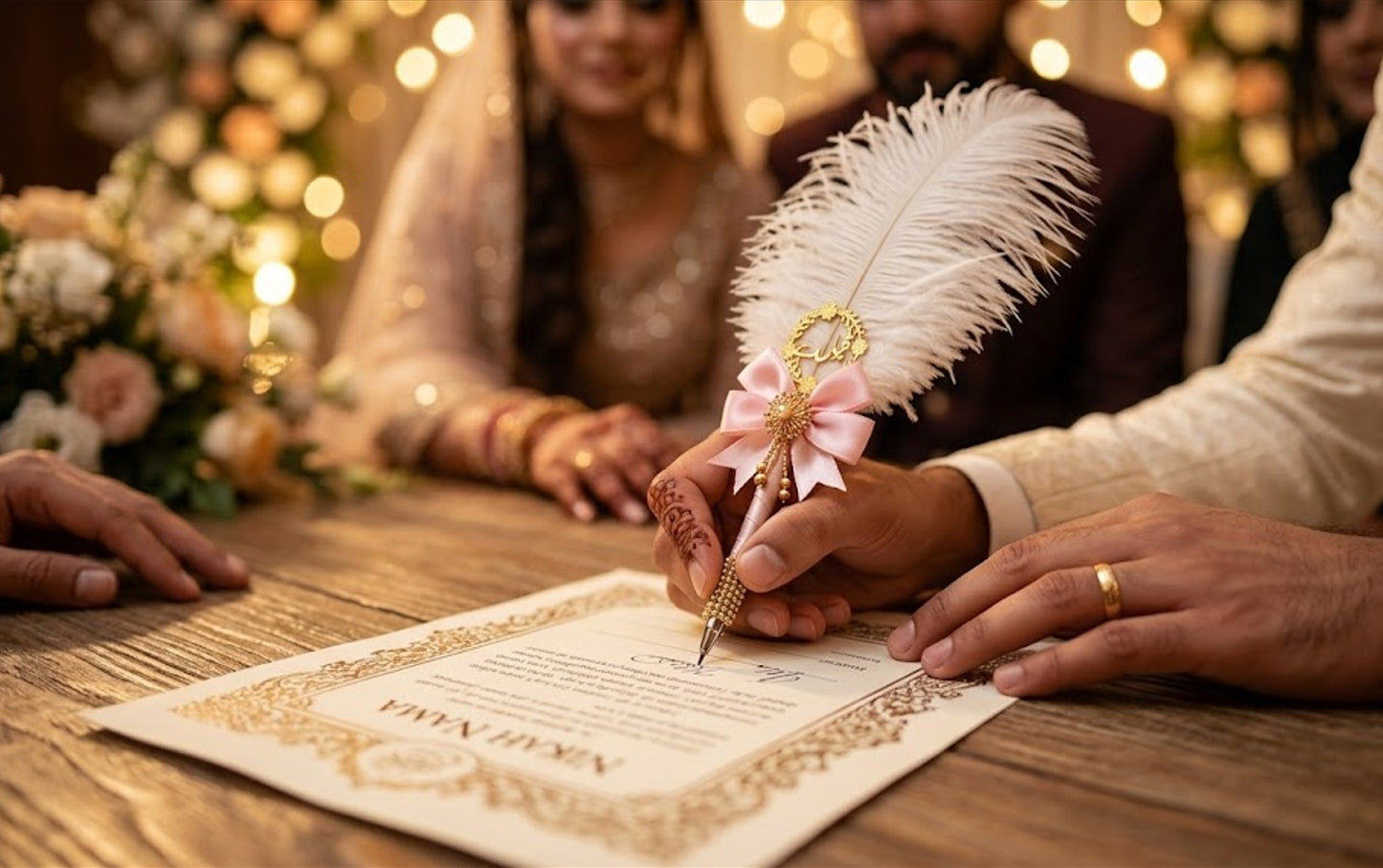 Large Luxury Handmade Nikah Signing Pen | Peacock Feather Wedding Keepsake Bridal Gift