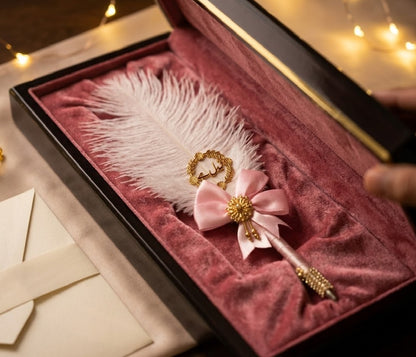 Large Luxury Handmade Nikah Signing Pen | Peacock Feather Wedding Keepsake Bridal Gift