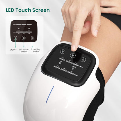 Smart Knee Massager - Cordless Knee Massager with Heat & Vibration - Heated Knee Brace with LED Screen for Pain Relief, Stretched Ligament and Muscles Injuries - PuriLite
