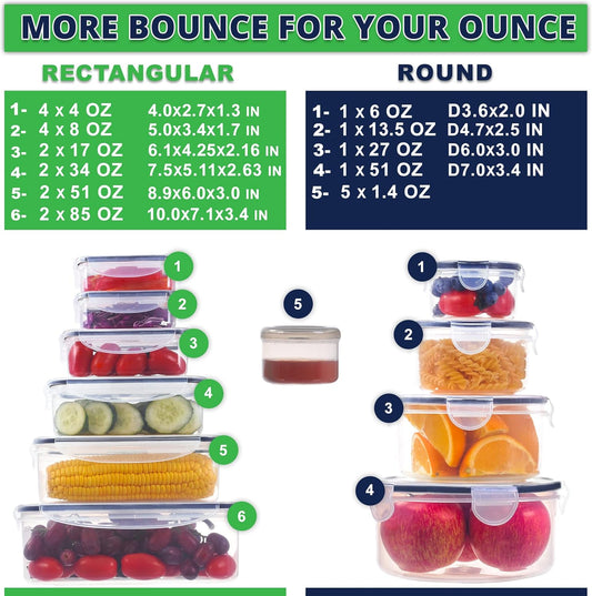 50 Pcs Large Food Storage Containers with Lids Airtight-85 oz to Sauces Box-Total 526Oz Stackable Kitchen Bowls Set Meal Prep Containers-BPA Free Leak proof Plastic Freezer Microwave safe